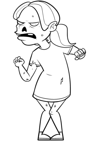 Evil Zombie Girl Coloring Page